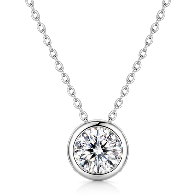 BAMOER Moissanite Bezel Pendant Necklace