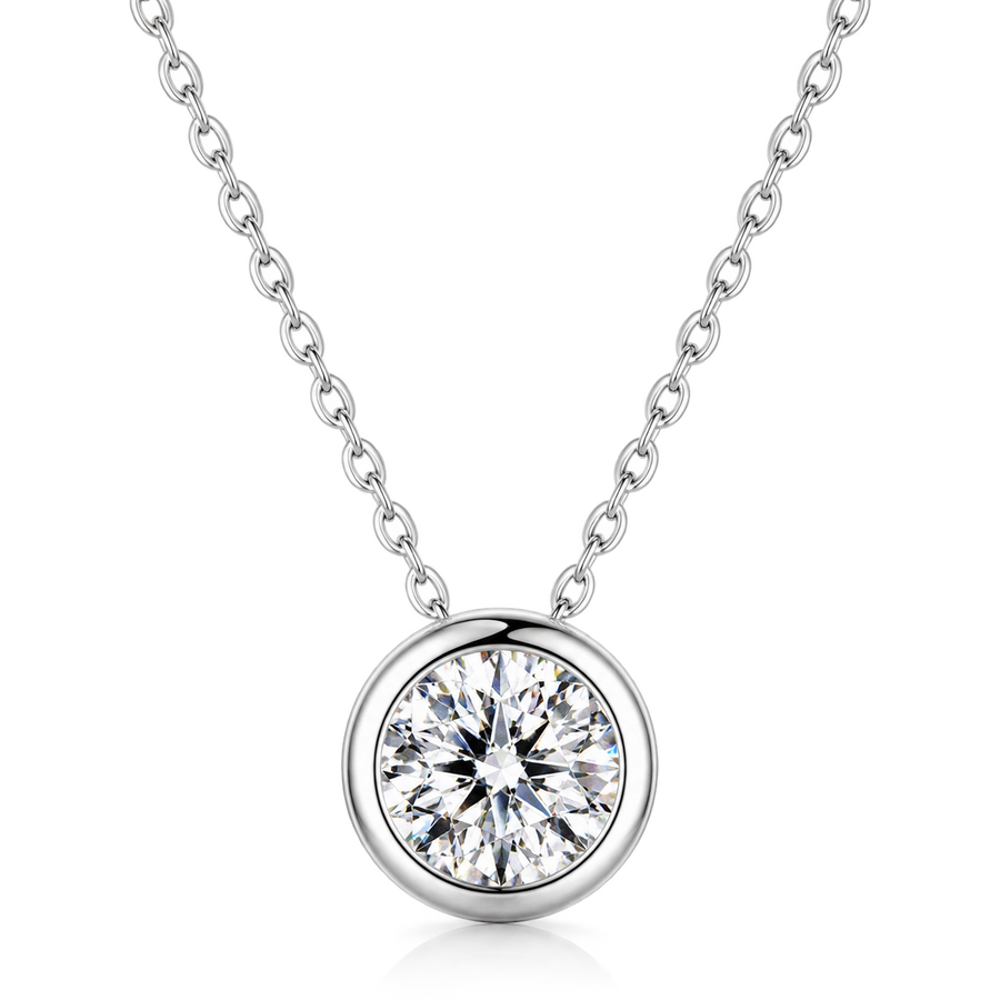 BAMOER Moissanite Bezel Pendant Necklace