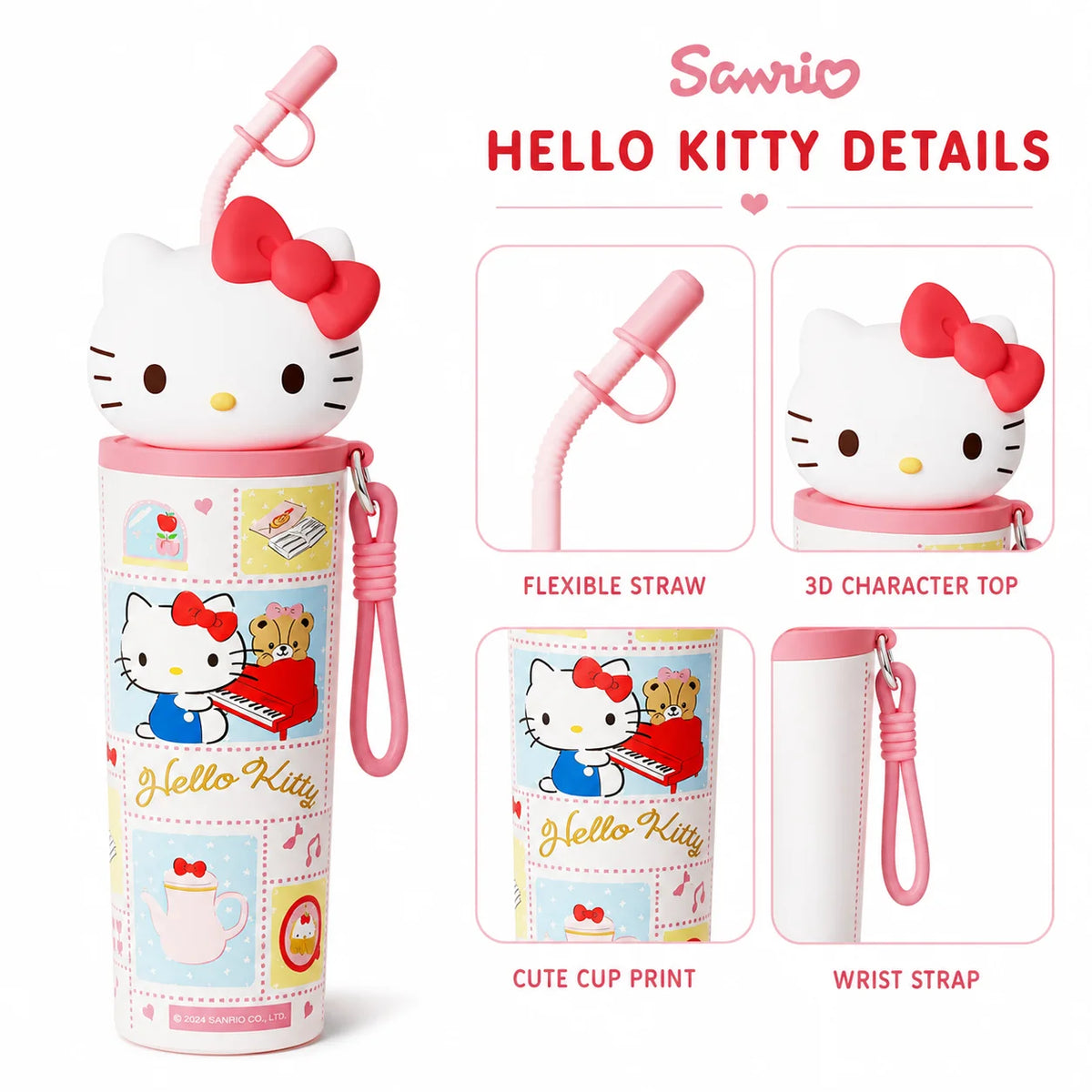 Sanrio 700ml Insulated Tumbler with Straw 316 Steel Travel Water Bottle 304 Steel Cute Cartoon Thermos Flask Coffee Mug Gift