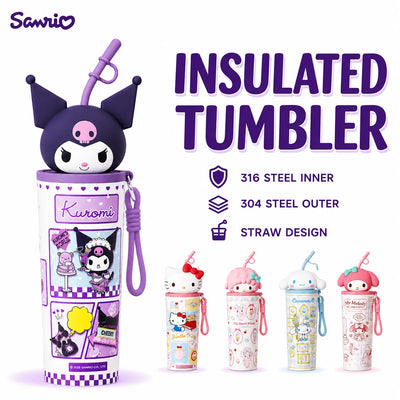 Sanrio 700ml Insulated Tumbler with Straw 316 Steel Travel Water Bottle 304 Steel Cute Cartoon Thermos Flask Coffee Mug Gift