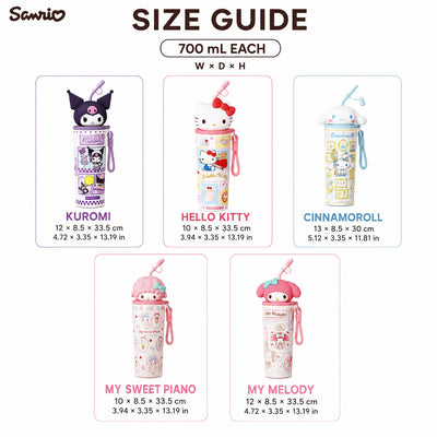 Sanrio 700ml Insulated Tumbler with Straw 316 Steel Travel Water Bottle 304 Steel Cute Cartoon Thermos Flask Coffee Mug Gift