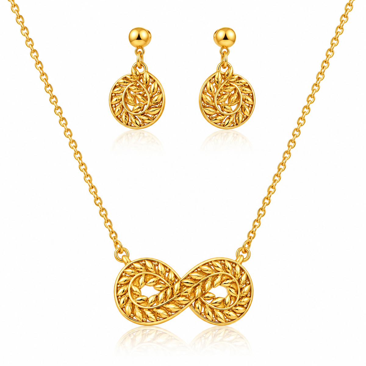 Infinity Leaf Necklace & Earring Set