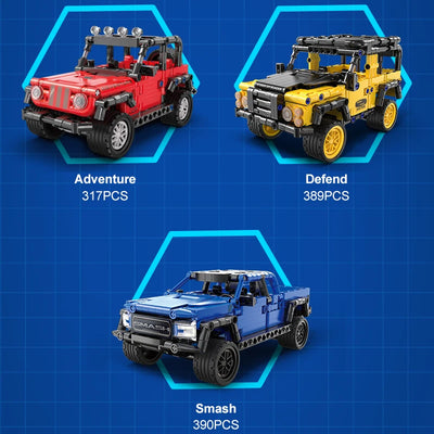 Pull-Back SUV Racing Building Block Set components