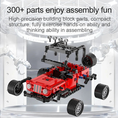Pull-Back SUV Racing Building Block Set close-up