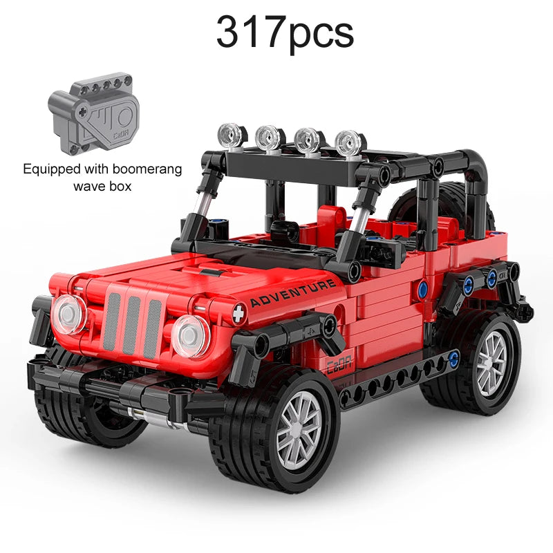 Pull-Back SUV Racing Building Block Set child playing
