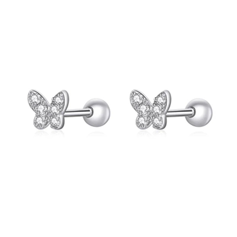 BAMOER Tiny Charm Stud Earrings worn