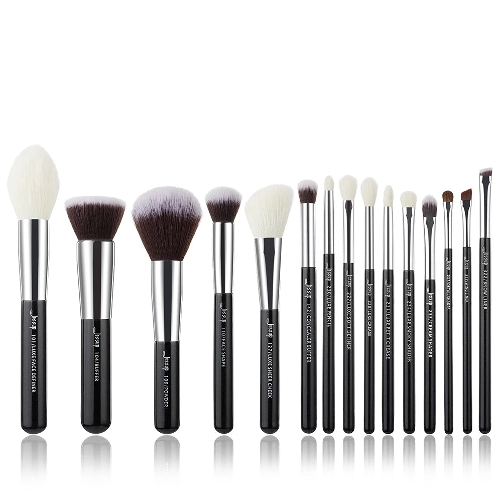Jessup Makeup Brushes Set 15pcs Professional Makeup Brush Powder Eyeshadow Liner Foundation Blush Blending Zinfandel/Golden