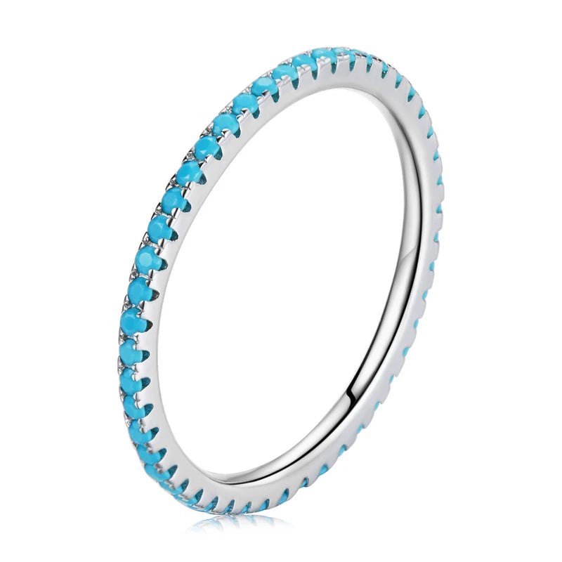 BAMOER Full Paved Eternity Band - Blue
