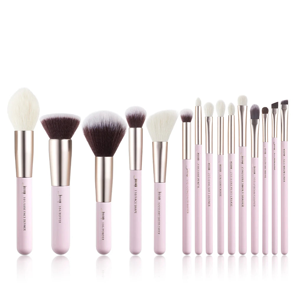 Jessup Makeup Brushes Set 15pcs Professional Makeup Brush Powder Eyeshadow Liner Foundation Blush Blending Zinfandel/Golden