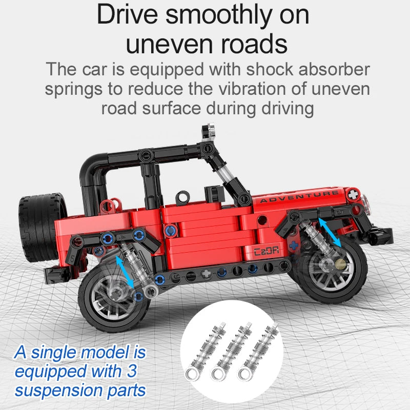 Pull-Back SUV Racing Building Block Set assembled