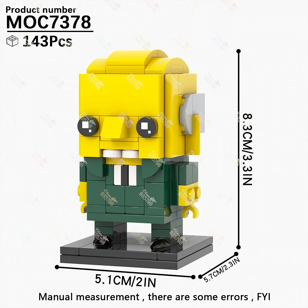 MOC Animation Series Brickheadzed Building Blocks Marge Bart Maggie Homer Figure Toy DIY Character Model Assembly Brick Kid Gift