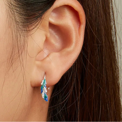 BAMOER Feather Earrings with matching ring