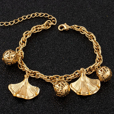 Ginkgo Leaf Charm Bracelet pendant detail