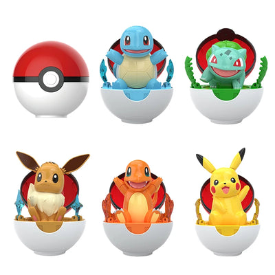 Cute Pokemon Figure Meowth Pokeball Pikachu Bulbasaur Eevee Charmander Squirtle Pocket Monster Elf Deform Poke Ball Toy Ornament