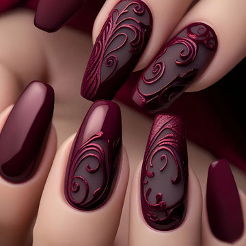 Velcrissa RougeVine Nails 24pc Medium Coffin Gothic Press-On Nails