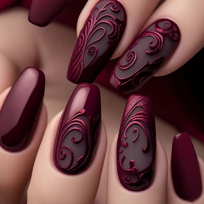 Velcrissa RougeVine Nails 24pc Medium Coffin Gothic Press-On Nails