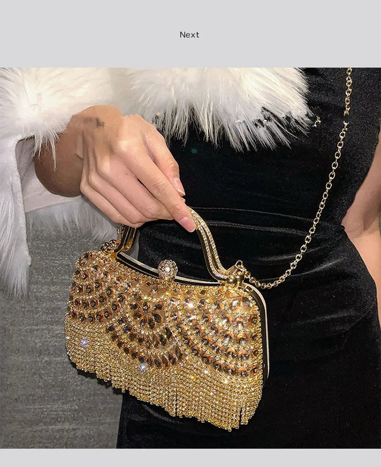 Tasselled Rhinestone Bridal Clutch wedding styling