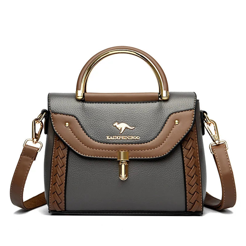 Faux Leather Crossbody Bag top handle detail