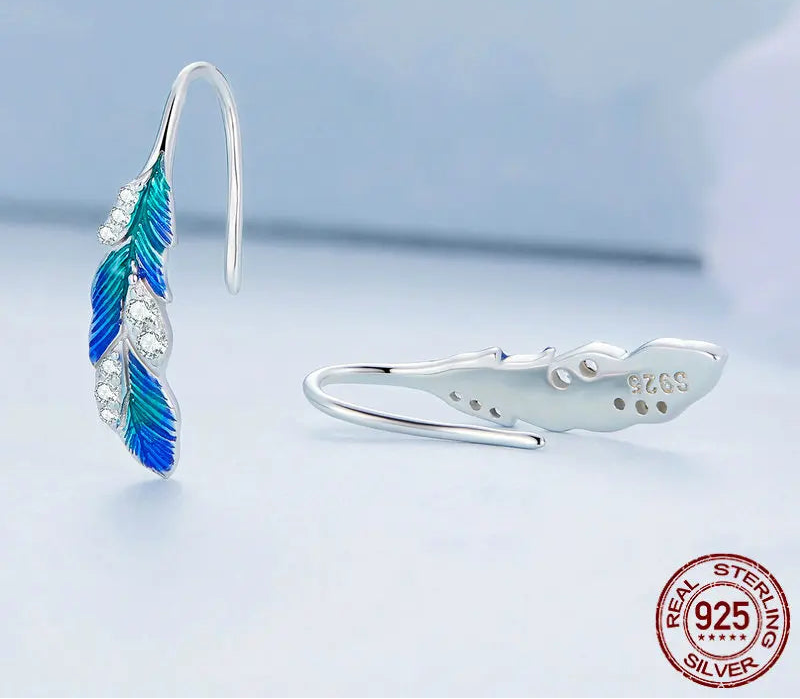 BAMOER Feather Earrings worn