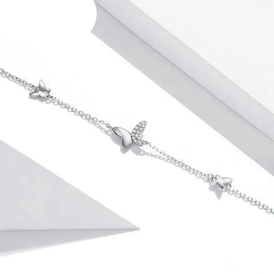 BAMOER Flying Butterfly Silver Bracelet worn