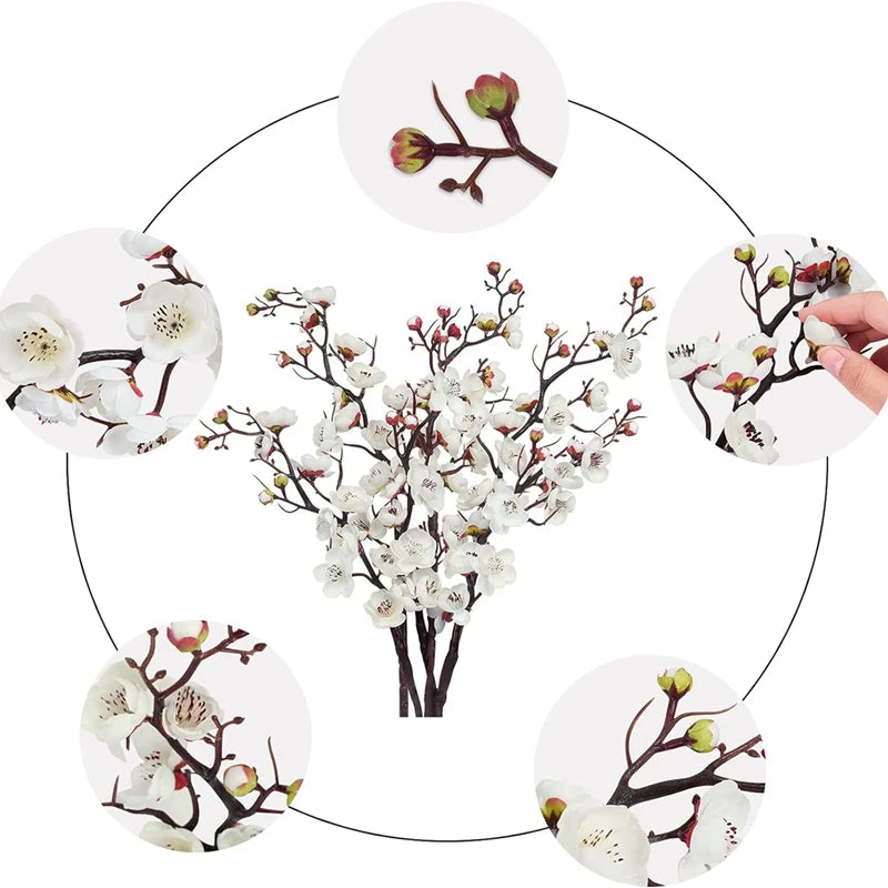 Plumelle Artificial Plum Blossom Branch - Rose Red