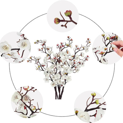 Plumelle Artificial Plum Blossom Branch - Rose Red