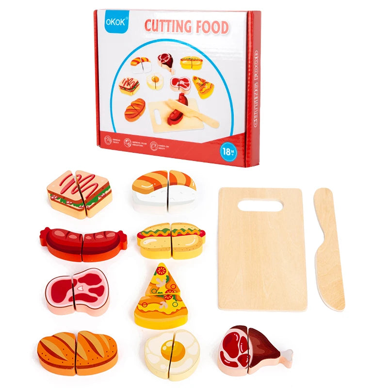 Wooden Pretend Play Food Set full set layout