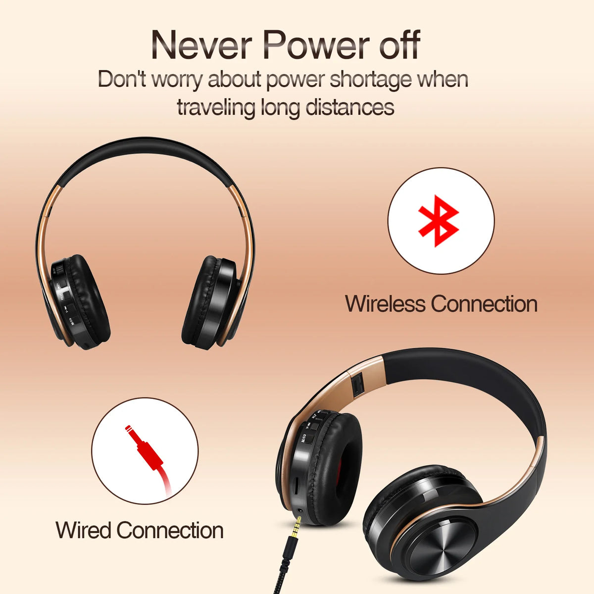 Aurex GoldSound Wireless Headphones - Black & Blue