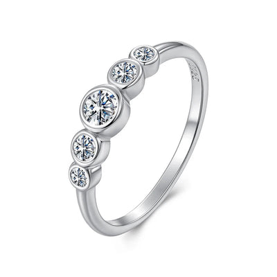 BAMOER Five-Stone Bezel Moissanite Ring