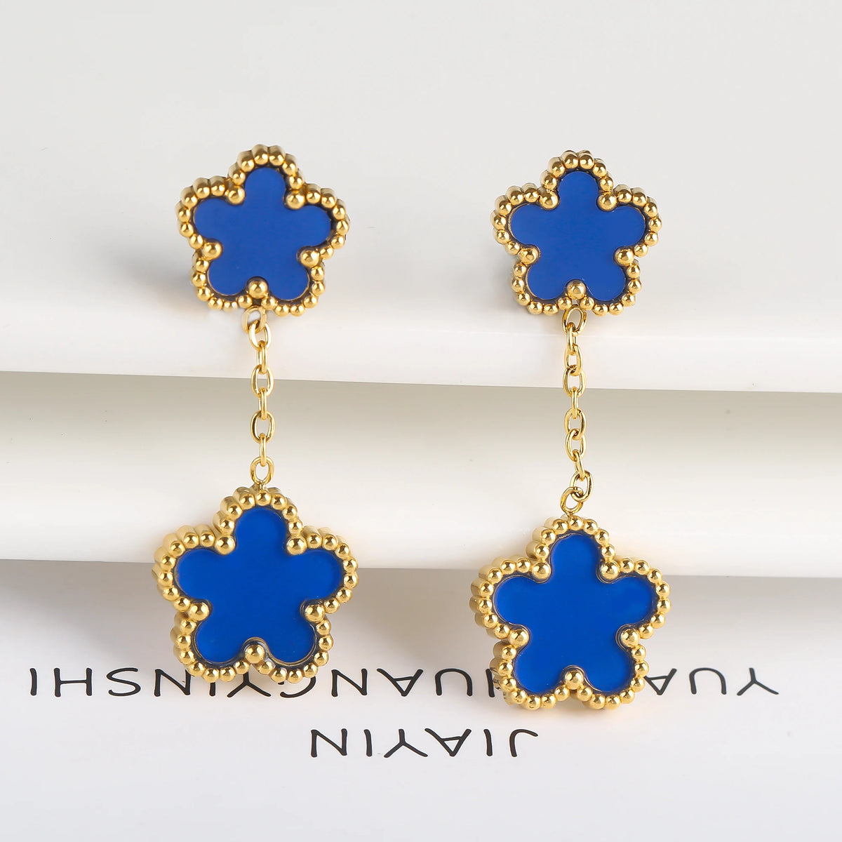 Five-Leaf Flower Drop Earrings styling shot
