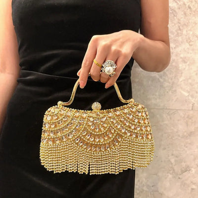 Tasselled Rhinestone Bridal Clutch