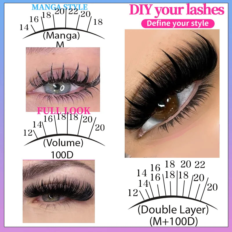 235-Piece DIY Lash Cluster Kit size reference