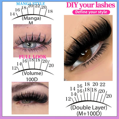 235-Piece DIY Lash Cluster Kit size reference