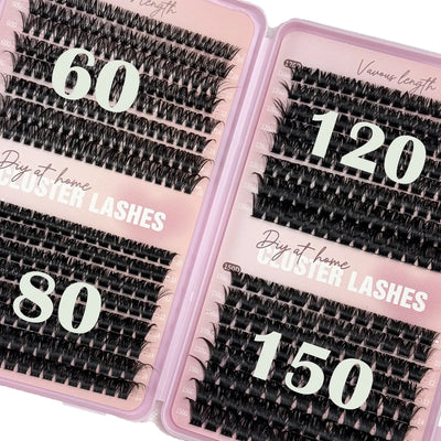 32-Row 3D Wispy Lash Cluster Set size reference