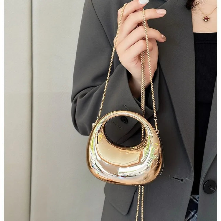 Mini Half-Moon Evening Clutch - Pink