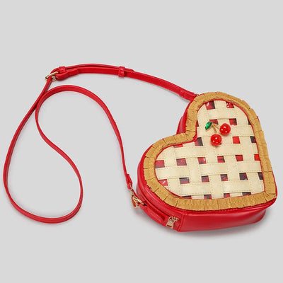 Heart-Shaped Cherry Crossbody Bag cherry charm detail