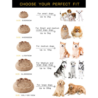 Fluffy Winter Pet Bed size comparison