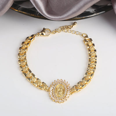 Rosette Virgin Mary Bracelet worn