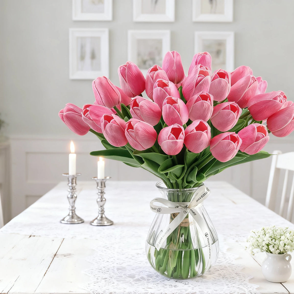 Real-Touch Artificial Tulip Flowers - Beige
