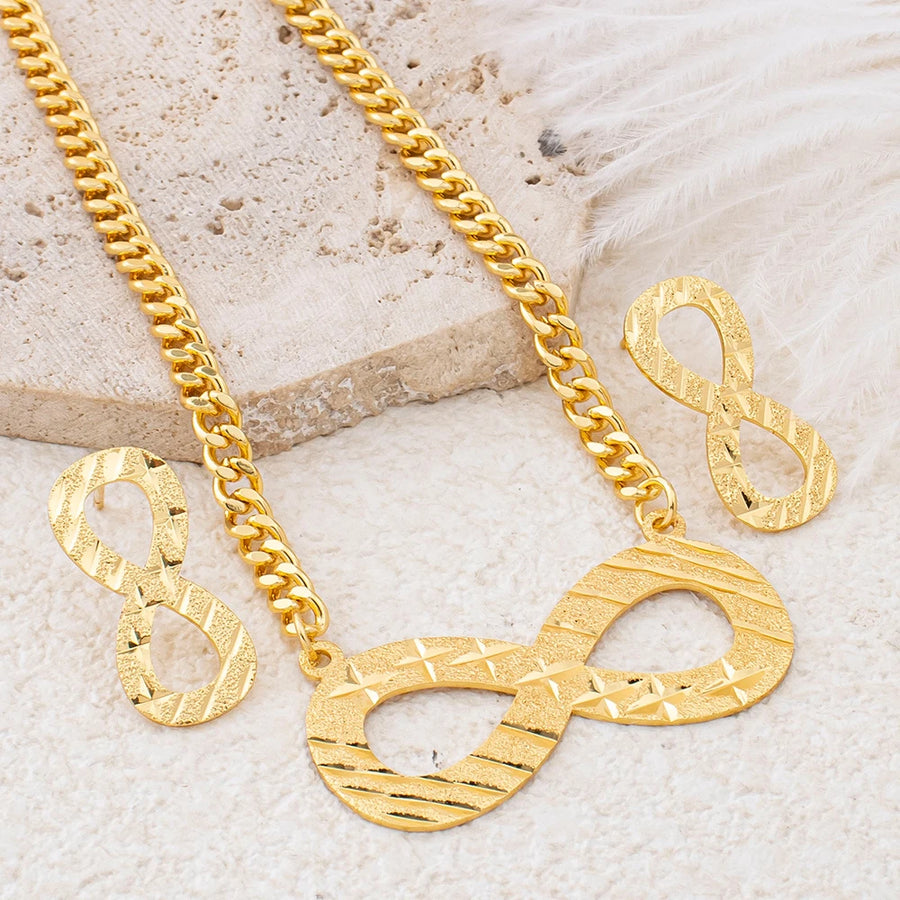 Infinity Symbol Necklace & Earring Set close-up