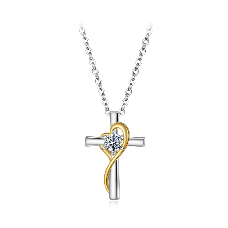 BAMOER Moissanite Cross Necklace