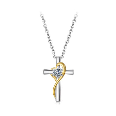 BAMOER Moissanite Cross Necklace