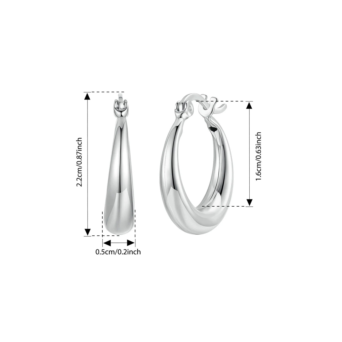 BAMOER Chunky Hoop Earrings size comparison