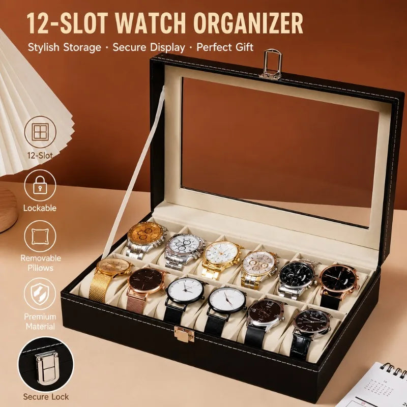 12-Slot Watch Organizer Box