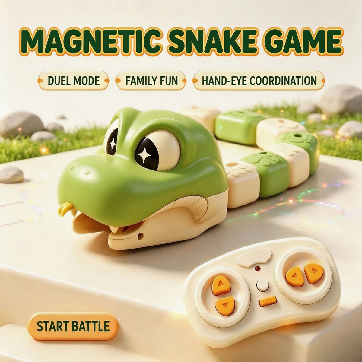 Magnetic Snake Racing Car Set - Green