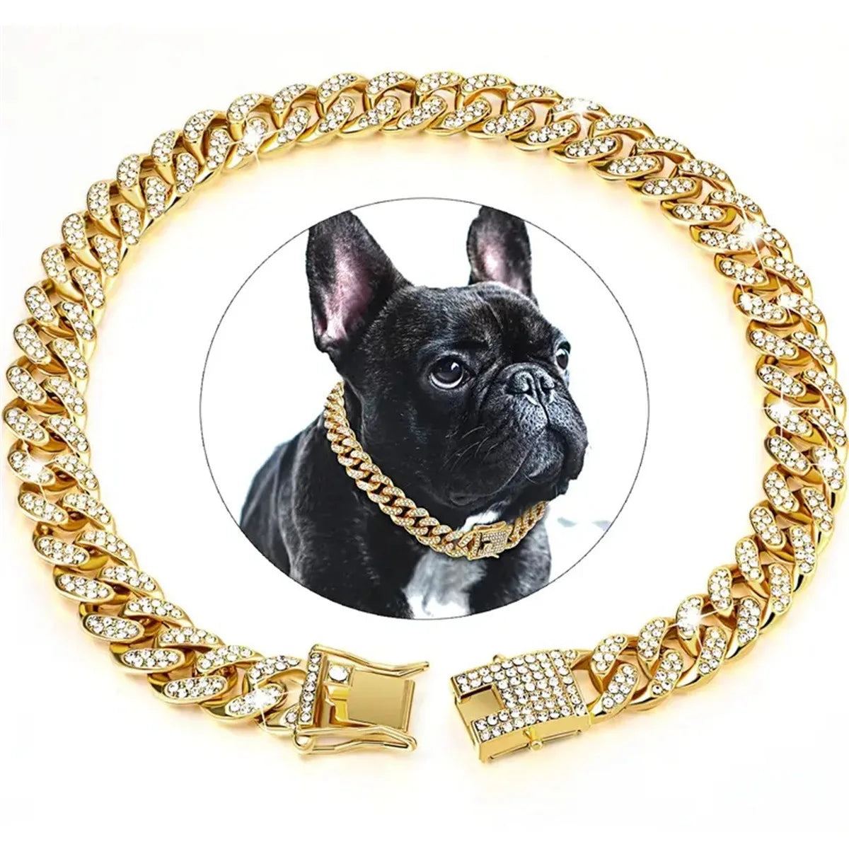 Jewelled Metal Chain Pet Collar