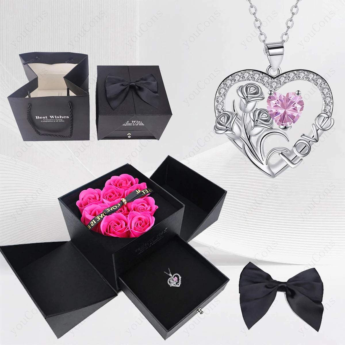 Zircon Heart Necklace angle view