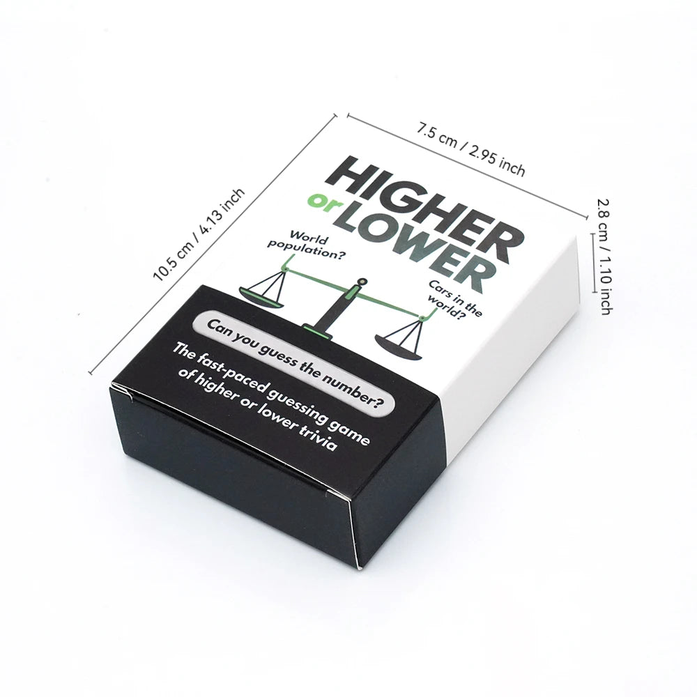 100 pcs cards Higher or Lower Trivia Card Game Fast Paced Guessing Game With Question Cards Compare Facts Choose