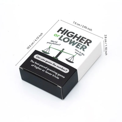 100 pcs cards Higher or Lower Trivia Card Game Fast Paced Guessing Game With Question Cards Compare Facts Choose