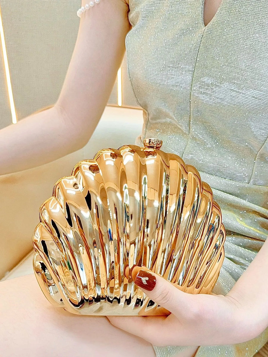 Shell Acrylic Evening Clutch with Strap